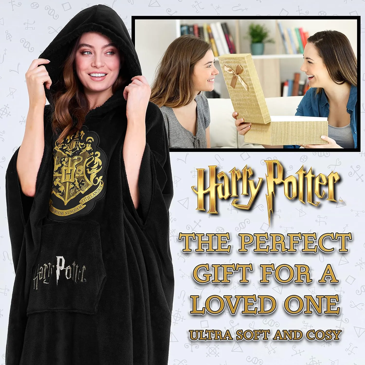 Harry Potter Blanket Hoodie for Kids Cozy Hogwarts Warm Fleece Wearable Blanket