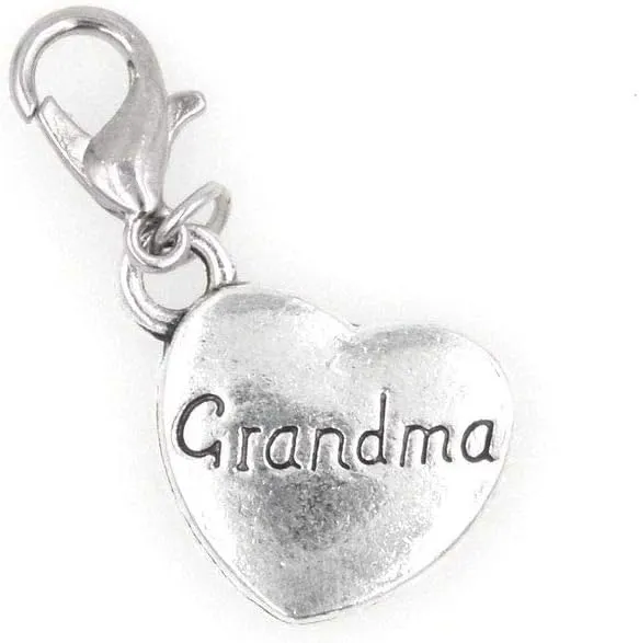 Heart Grandma Clip on Charm Perfect for Necklaces and Bracelets 95P