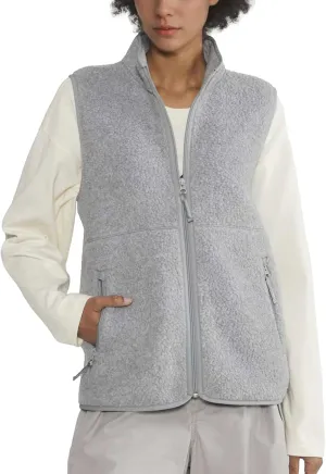 Hixiaohe Sherpa Fleece Vest for Women Trendy Warm Sleeveless Vests Jacket Lightweight Zip Coats with Pockets Fall Outerwear