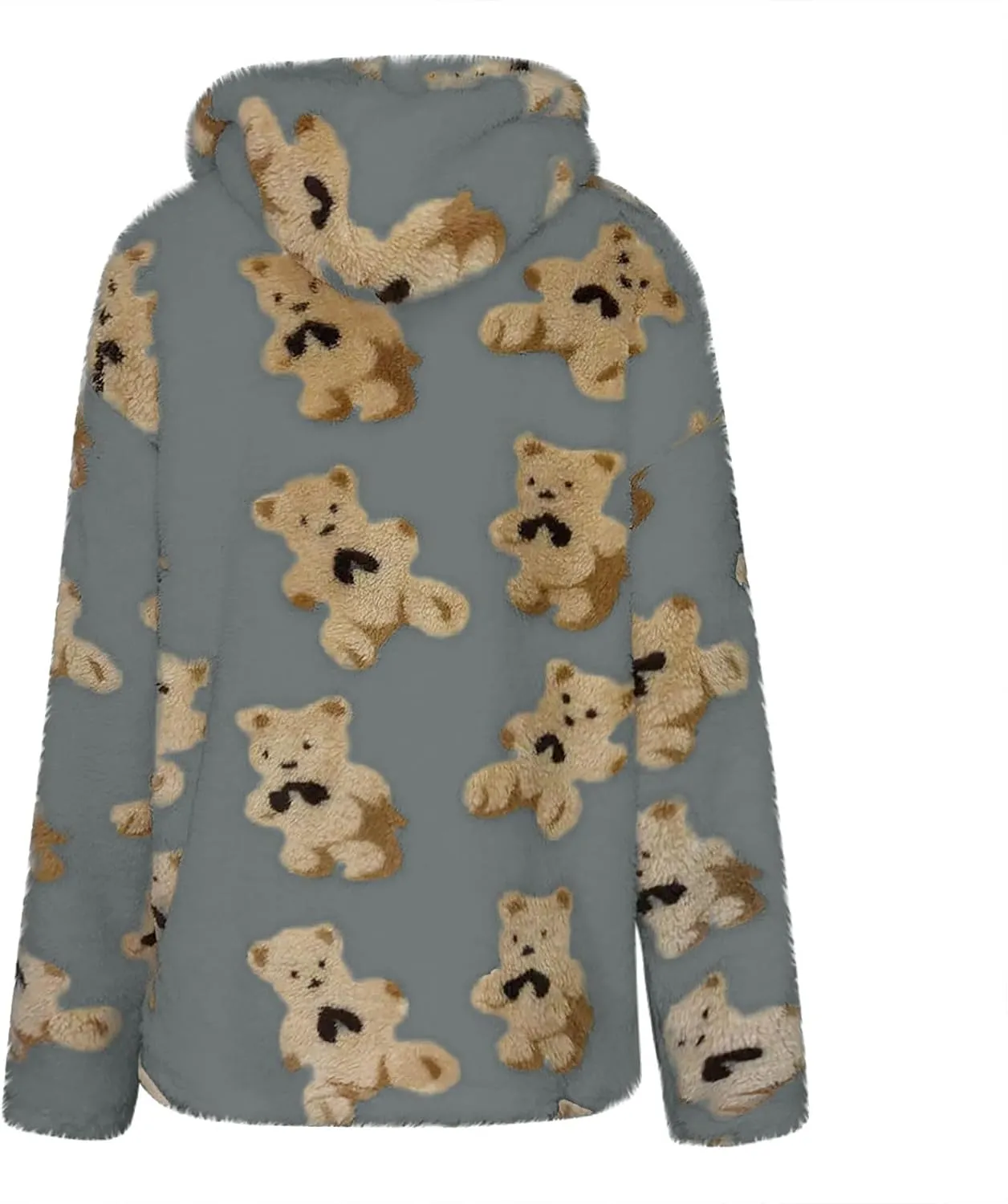 Hoodies For Teen Girls Oversized Sherpa Hoodie Women Fuzzy Fleece Hooded Sweatshirt Cute Teddy Bear Print Pullover Tops