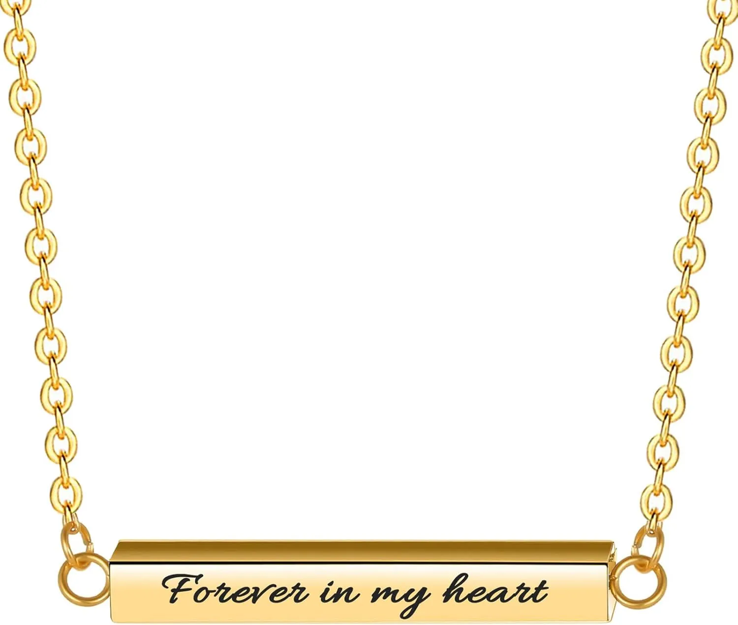 Horizontal Bar Cremation Jewelry Urn Necklaces for Ashes for Women Stainless Steel Ashes Jewelry Cube Ashes Necklace Bar Urn Pendant Forever in My Heart