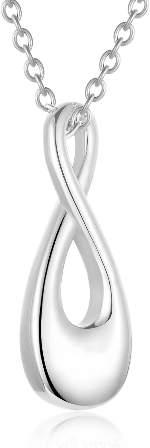 Infinity Memorial Urn Necklace for ashes Stainless Steel Infinite Love Cremation Jewelry Keepsake Urn Pendant Necklace for Loved One Ashes for Women Men
