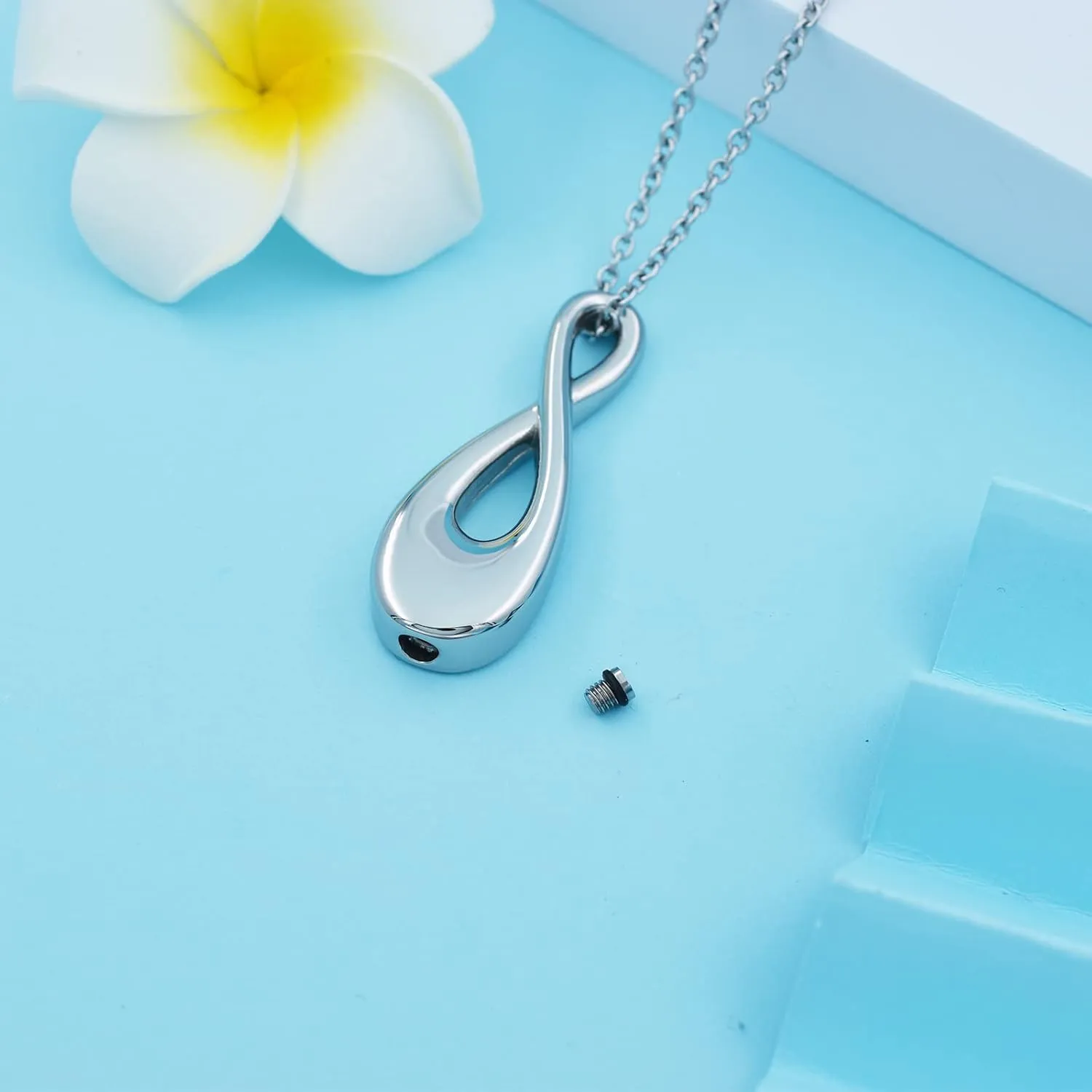 Infinity Memorial Urn Necklace for ashes Stainless Steel Infinite Love Cremation Jewelry Keepsake Urn Pendant Necklace for Loved One Ashes for Women Men
