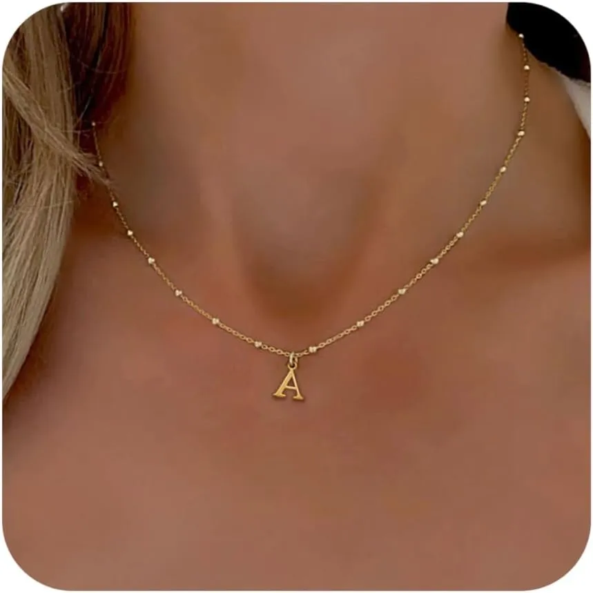 Initial Necklaces for Women, Dainty A-Z Pendant Letter Charm Necklace Personalized Name Necklaces for Women Trendy Jewelry Gift