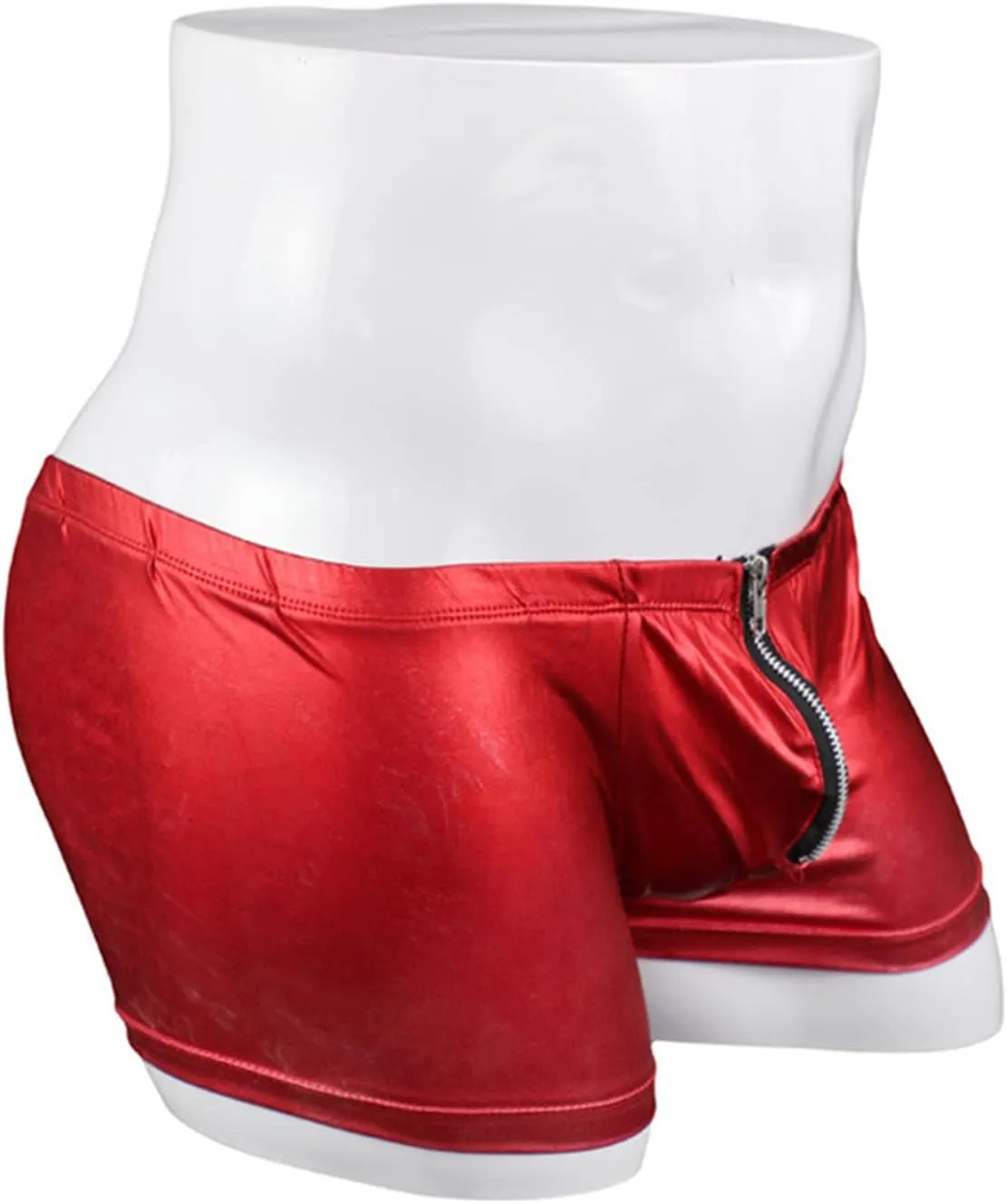 JEShifangjiusu Men Leather Bikini Briefs Underwear Zipper Open Front Pouch G-String Thong Mid Waist Breathable Gay Underwear