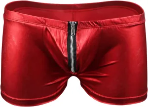JEShifangjiusu Men Leather Bikini Briefs Underwear Zipper Open Front Pouch G-String Thong Mid Waist Breathable Gay Underwear