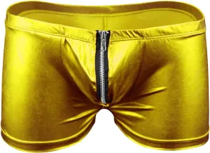 JEShifangjiusu Men Leather Bikini Briefs Underwear Zipper Open Front Pouch G-String Thong Mid Waist Breathable Gay Underwear