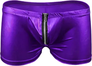 JEShifangjiusu Men Leather Bikini Briefs Underwear Zipper Open Front Pouch G-String Thong Mid Waist Breathable Gay Underwear