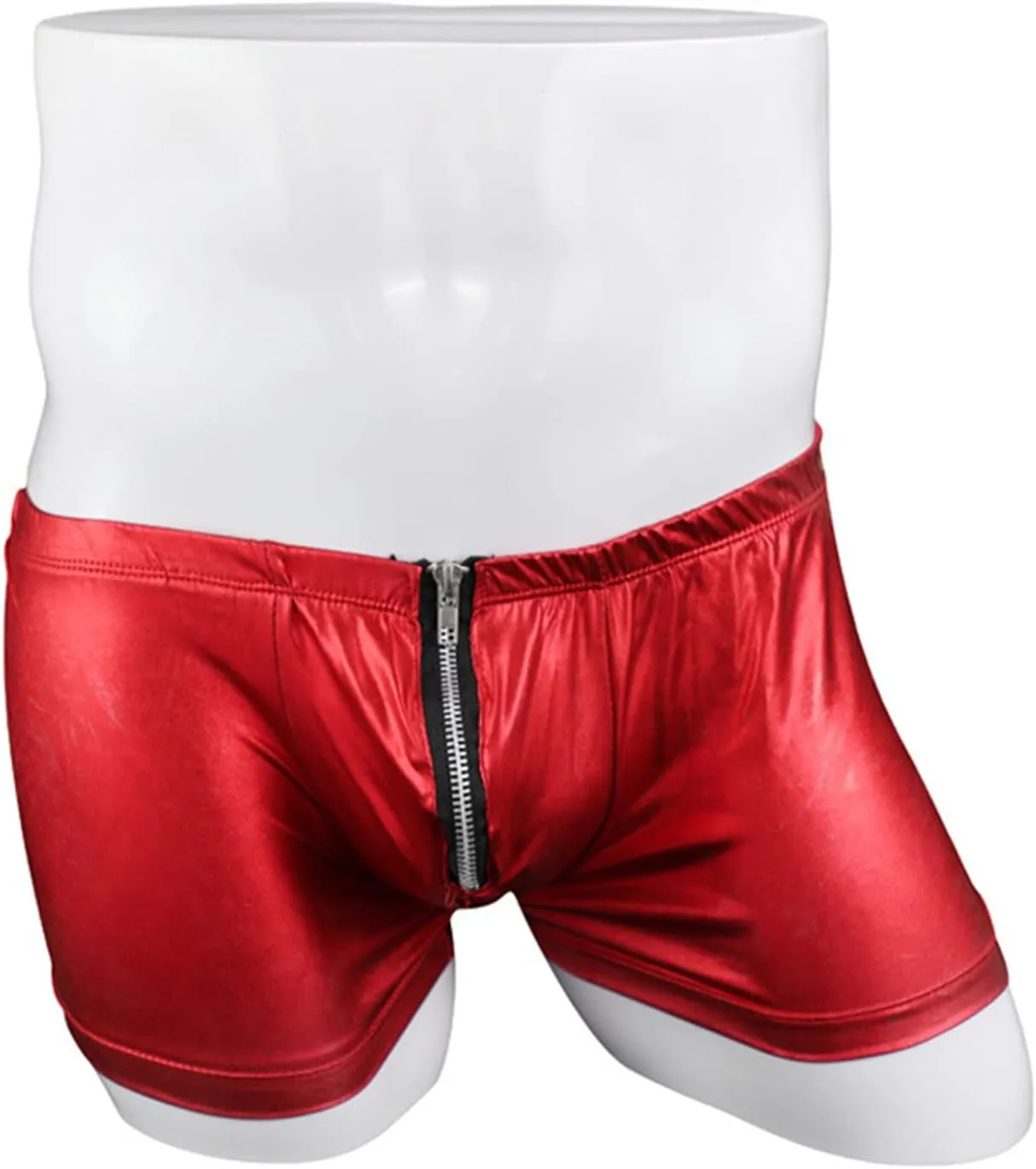 JEShifangjiusu Men Leather Bikini Briefs Underwear Zipper Open Front Pouch G-String Thong Mid Waist Breathable Gay Underwear