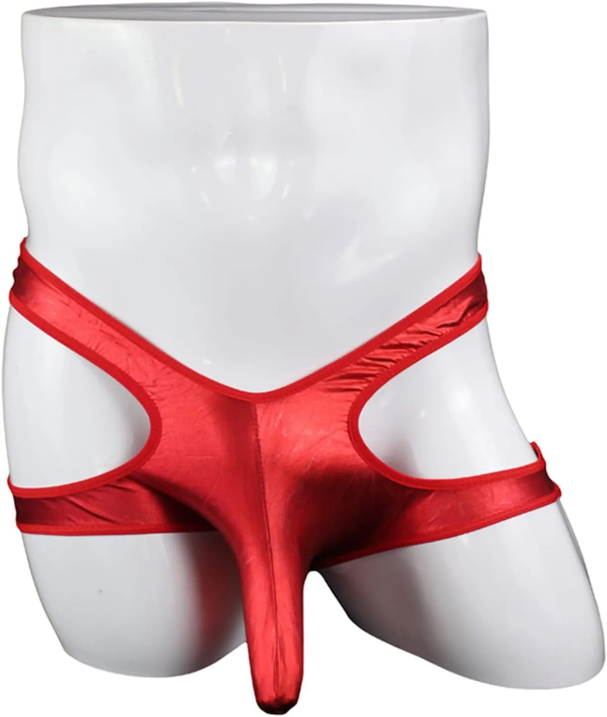 JEShifangjiusu Men'S Hollow Out Boxer Briefs Breathable Leather Sports Underwear Sexy Wear Leg Running Tight Pants