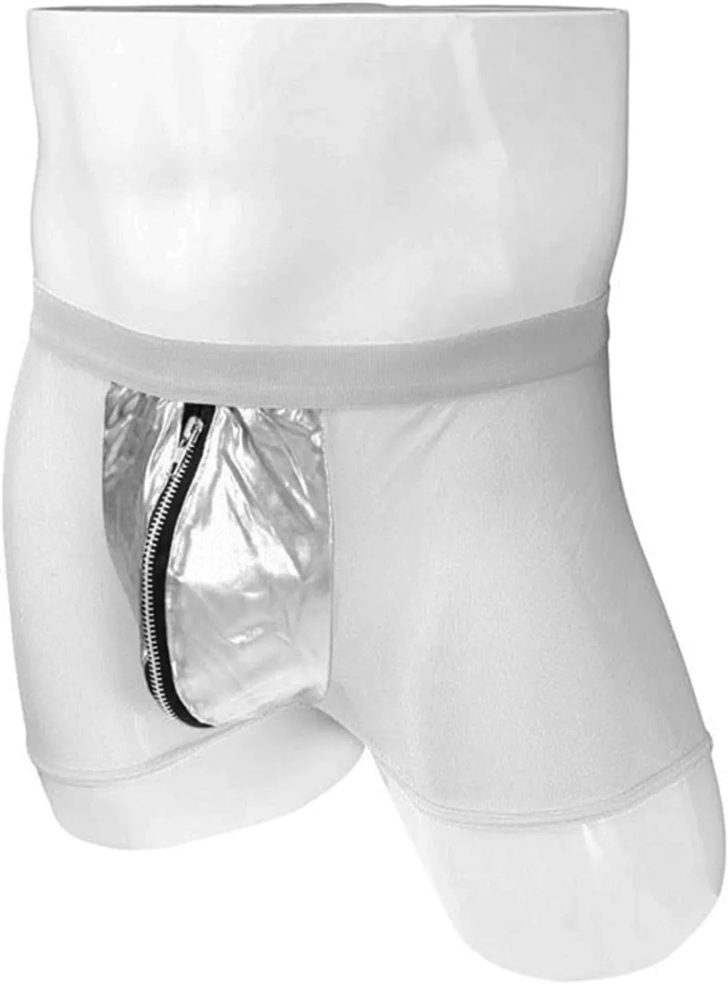 JEShifangjiusu Men's Sexy Mesh Boxer Briefs Mid Waist Front Zipper Sissy Trunks Thong See Through Breathable Gay Underwear