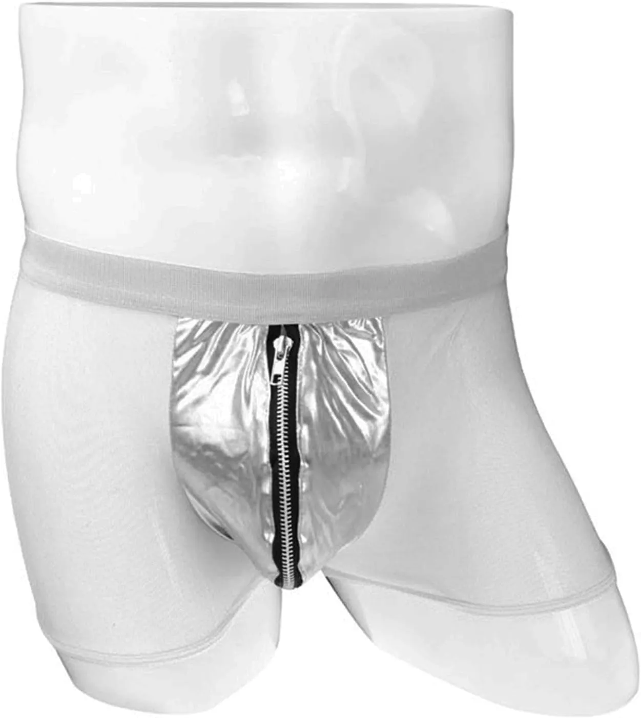 JEShifangjiusu Men's Sexy Mesh Boxer Briefs Mid Waist Front Zipper Sissy Trunks Thong See Through Breathable Gay Underwear