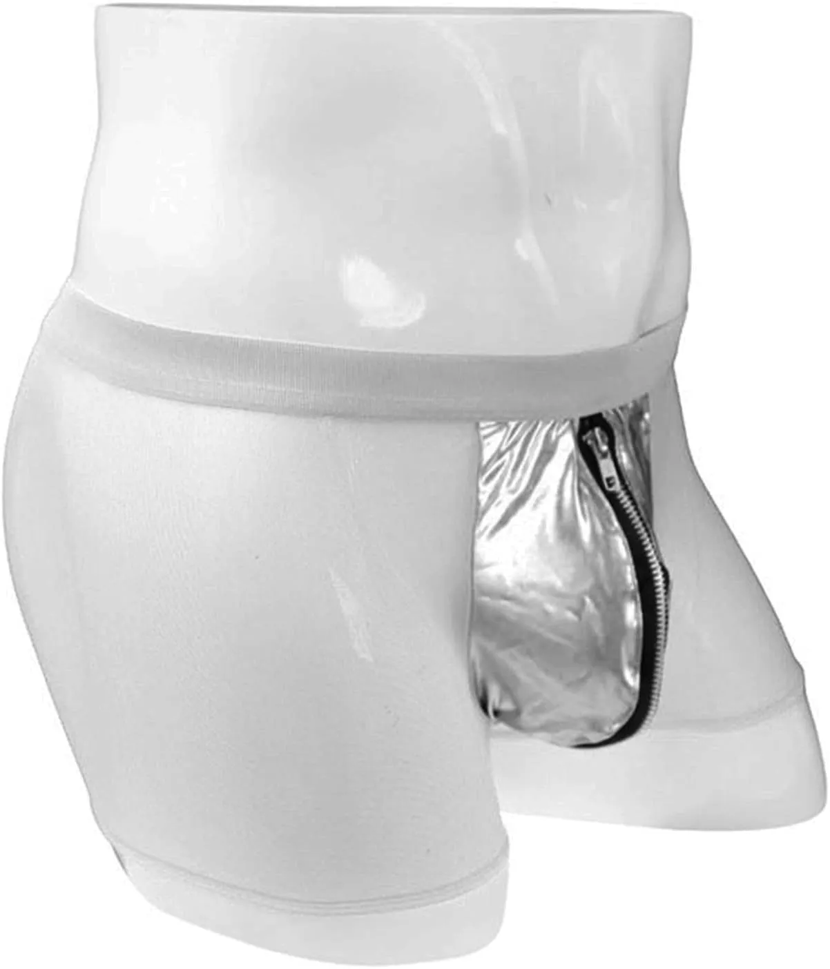 JEShifangjiusu Men's Sexy Mesh Boxer Briefs Mid Waist Front Zipper Sissy Trunks Thong See Through Breathable Gay Underwear