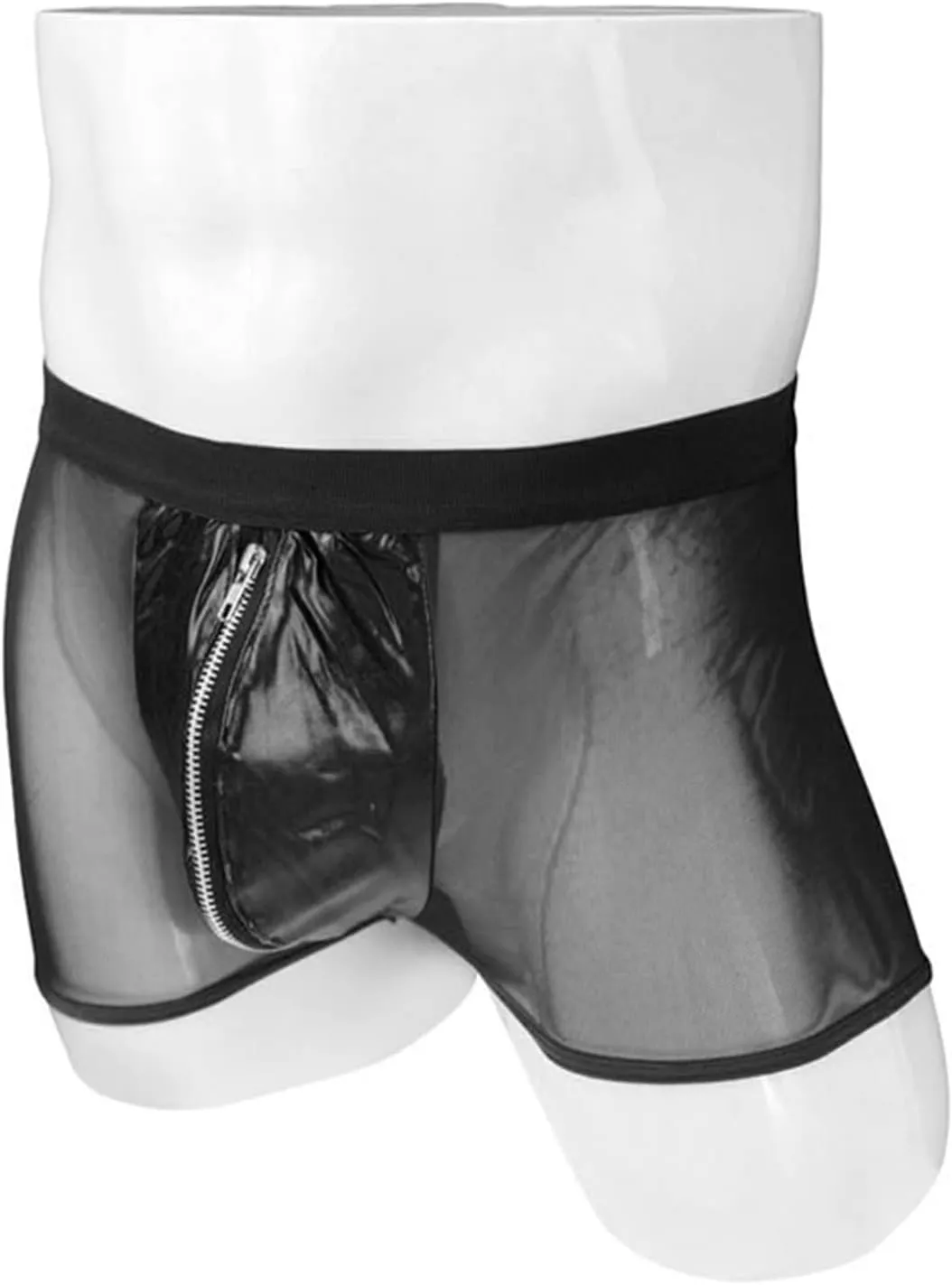 JEShifangjiusu Men's Sexy Mesh Boxer Briefs See Through Breathable Gay Underwear Mid Waist Front Zipper Sissy Trunks Thong