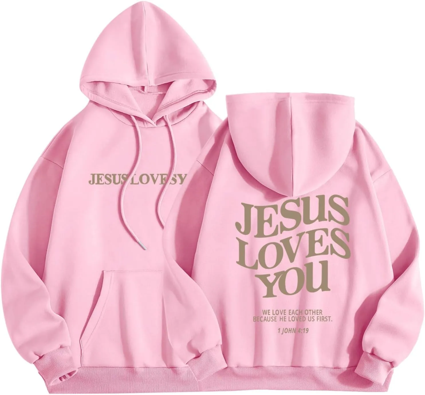 Jesus Loves You Hoodie Christian Faith Sweatshirts Gift for Women Men Oversized Long Sleeve Pullover Tops Y2K Streetwear