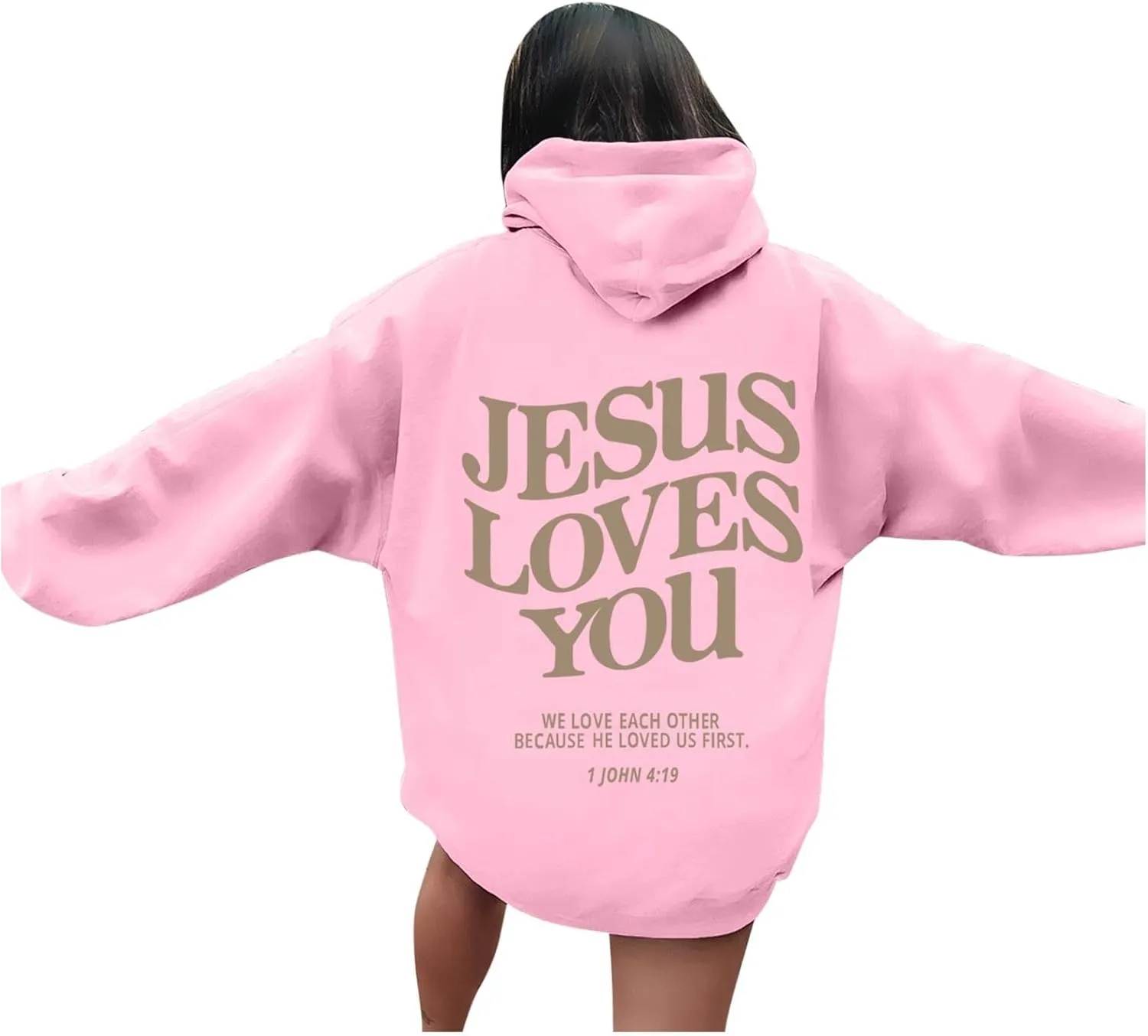 Jesus Loves You Hoodie Christian Faith Sweatshirts Gift for Women Men Oversized Long Sleeve Pullover Tops Y2K Streetwear