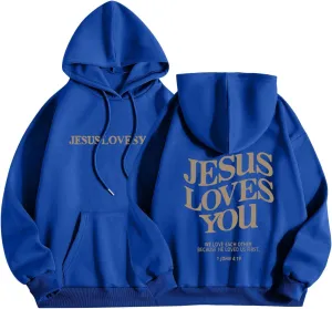 Jesus Loves You Hoodie Sweatshirt Jesus Christian Gifts Hooded Pullover Tops Streetwear Gift Y2K Clothes for Women Men