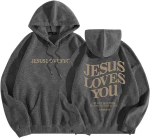 Jesus Loves You Hoodie Sweatshirt Jesus Christian Gifts Hooded Pullover Tops Streetwear Gift Y2K Clothes for Women Men