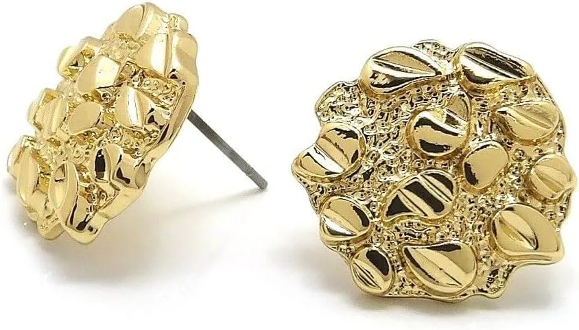Jewelry For Unisex Hip Hop Style Iced Gold plated Cookie Nugget Fashion Bling Stud Earrings Style-2345908-1614