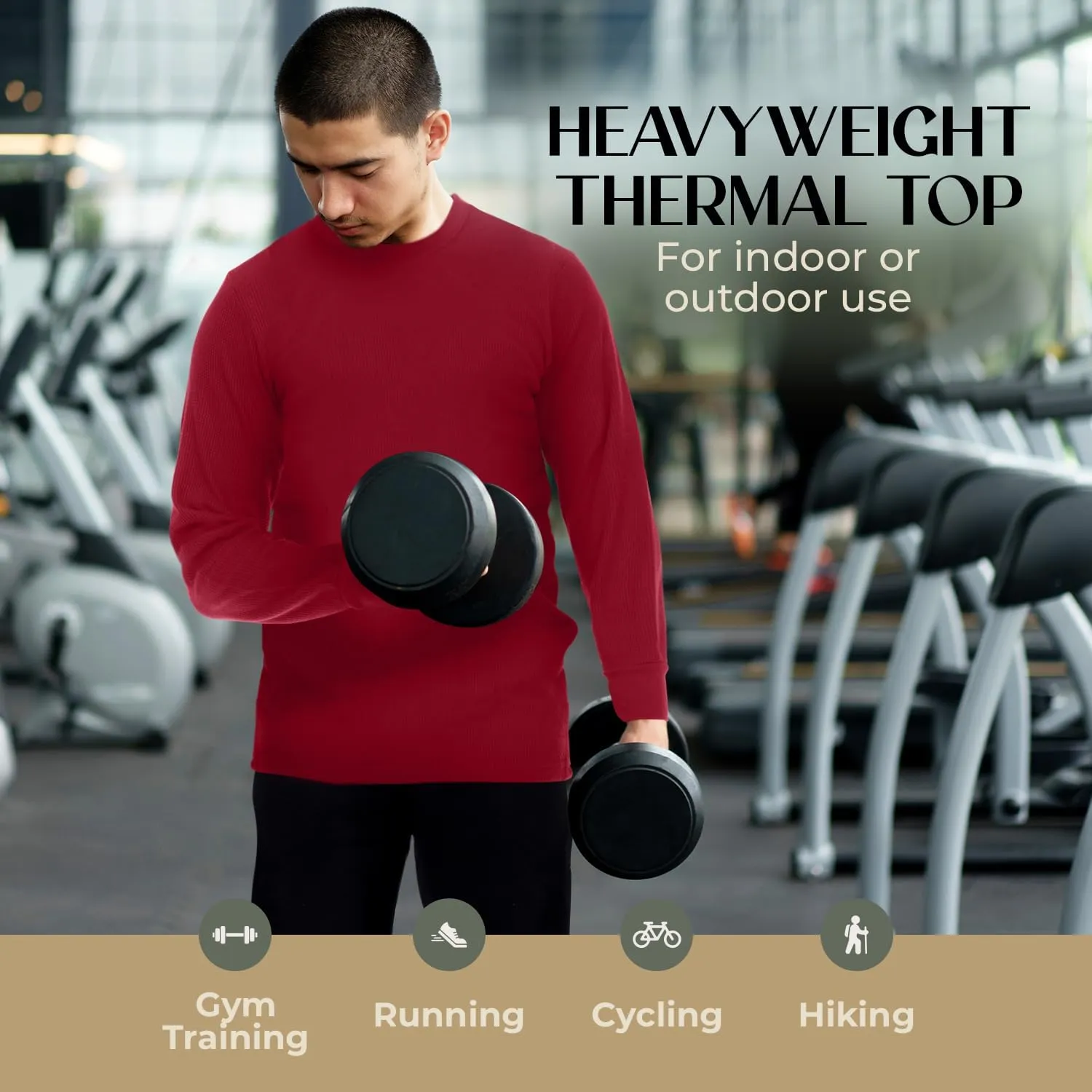 JMR Mens Heavyweight Waffle Thermal Shirt - 100% Cotton Long Sleeve - Wear as Base Layer or Standalone - Warm & Breathable