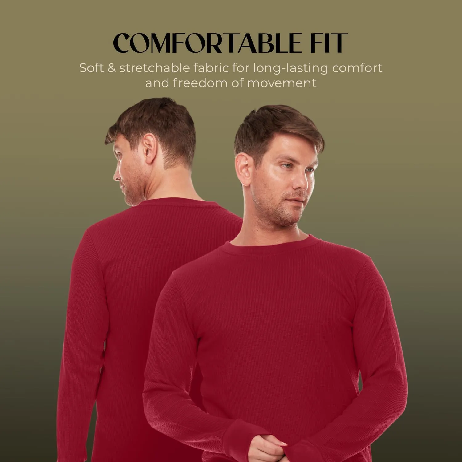 JMR Mens Heavyweight Waffle Thermal Shirt - 100% Cotton Long Sleeve - Wear as Base Layer or Standalone - Warm & Breathable