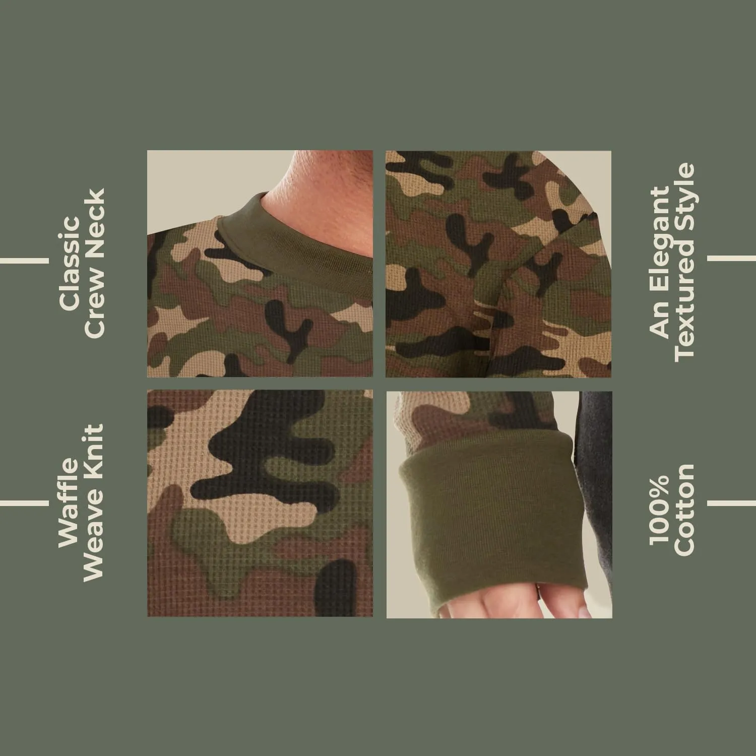 JMR Mens Heavyweight Waffle Thermal Shirt - 100% Cotton Long Sleeve - Wear as Base Layer or Standalone - Warm & Breathable