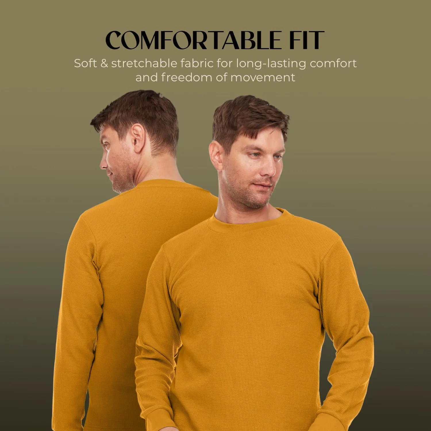 JMR Mens Heavyweight Waffle Thermal Shirt - 100% Cotton Long Sleeve - Wear as Base Layer or Standalone - Warm & Breathable