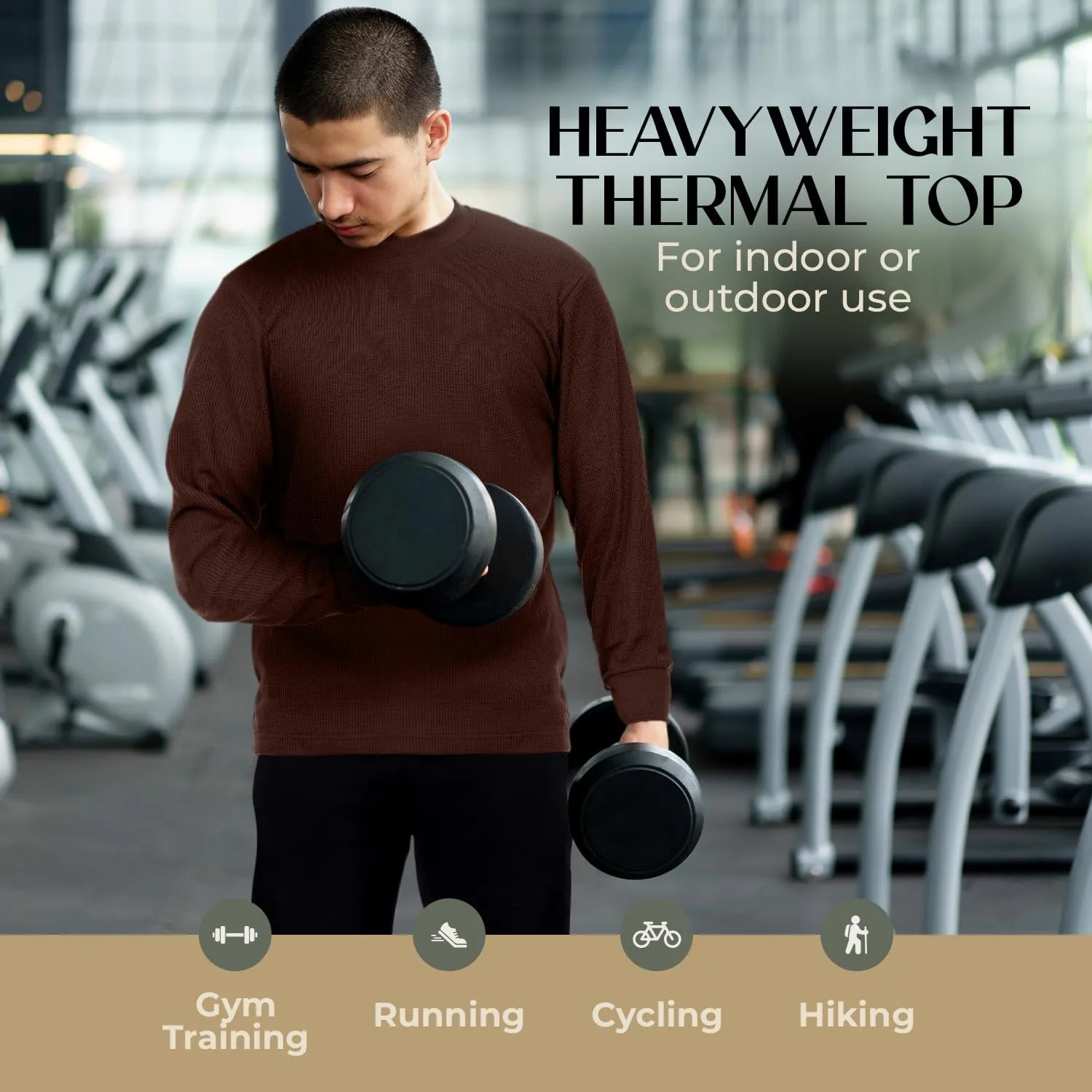 JMR Mens Heavyweight Waffle Thermal Shirt - 100% Cotton Long Sleeve - Wear as Base Layer or Standalone - Warm & Breathable