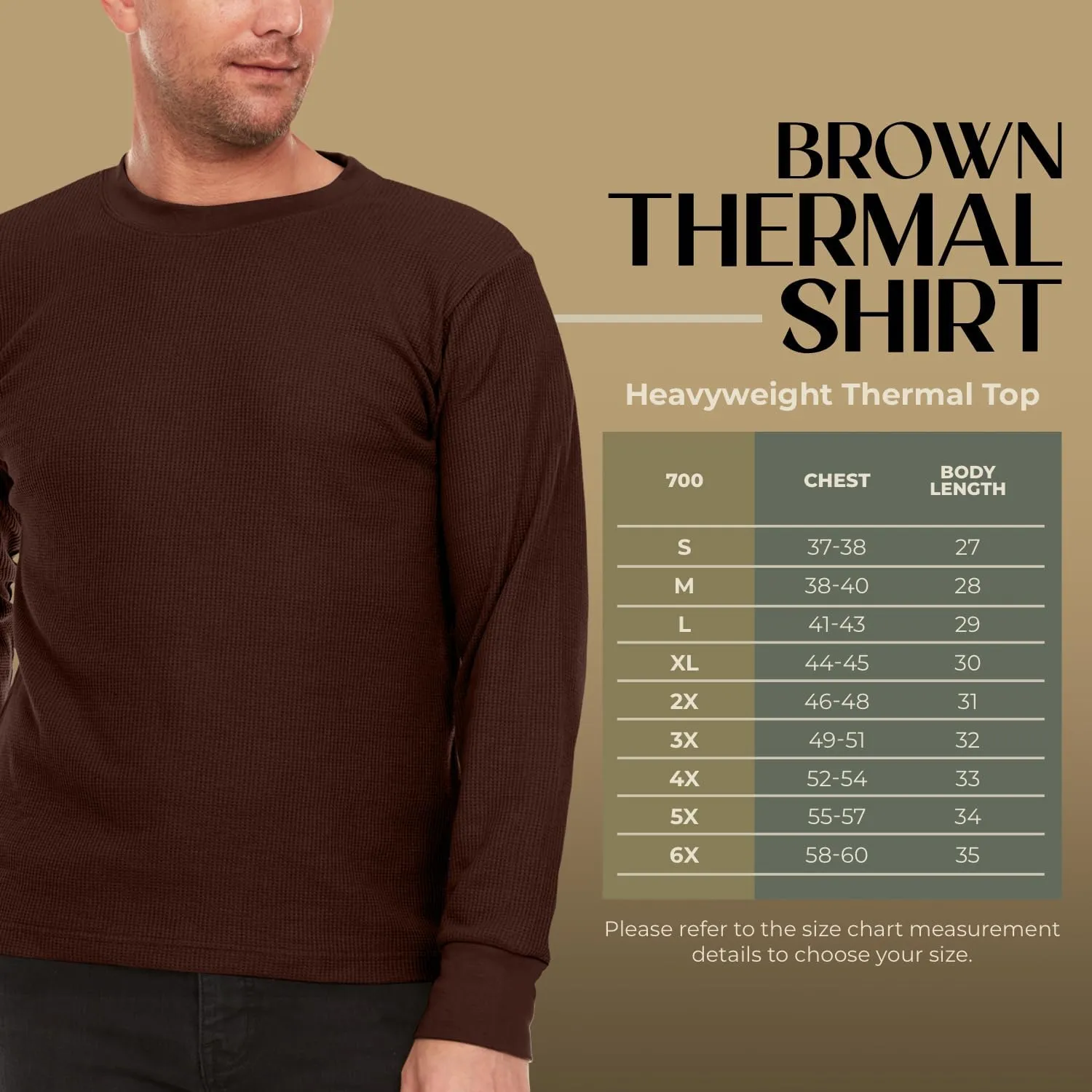 JMR Mens Heavyweight Waffle Thermal Shirt - 100% Cotton Long Sleeve - Wear as Base Layer or Standalone - Warm & Breathable