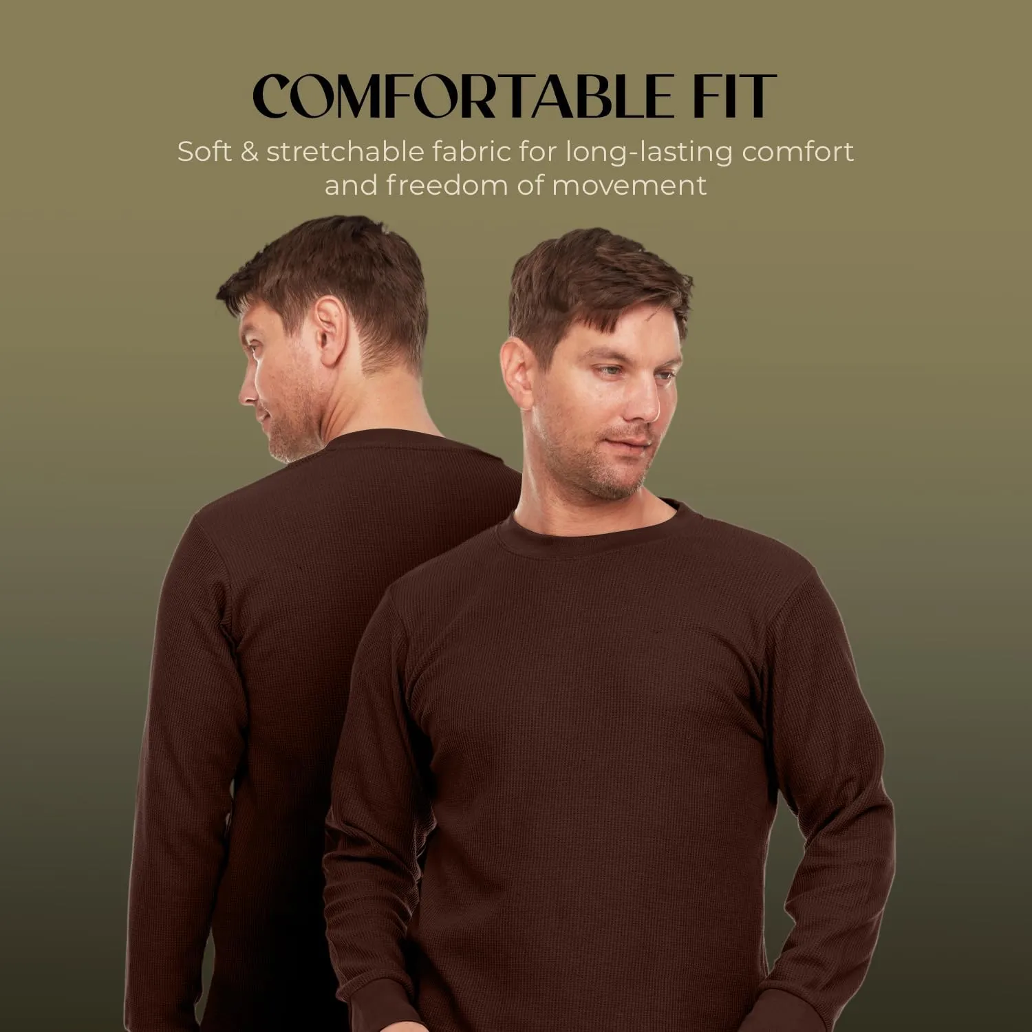 JMR Mens Heavyweight Waffle Thermal Shirt - 100% Cotton Long Sleeve - Wear as Base Layer or Standalone - Warm & Breathable