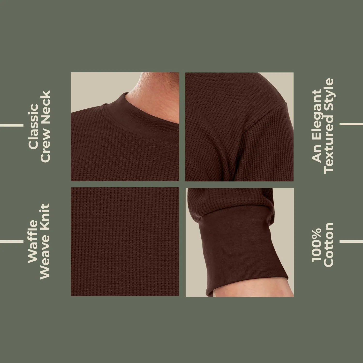 JMR Mens Heavyweight Waffle Thermal Shirt - 100% Cotton Long Sleeve - Wear as Base Layer or Standalone - Warm & Breathable
