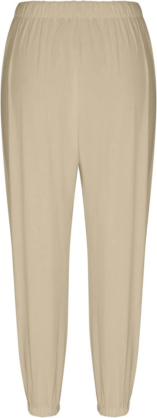 jsaierl Women Cotton Linen Pants High Waisted Drawstring Button Down Wide Leg Pants Casual Summer Trousers with Front Pockets