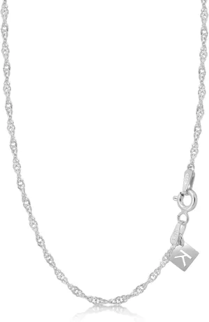KEZEF 18k 2mm Gold Plated 925 Sterling Silver Necklace Chains Italian Singapore 14"-36" Gold Necklace Chain Sterling Silver Necklace for Women Mens Necklace Chain