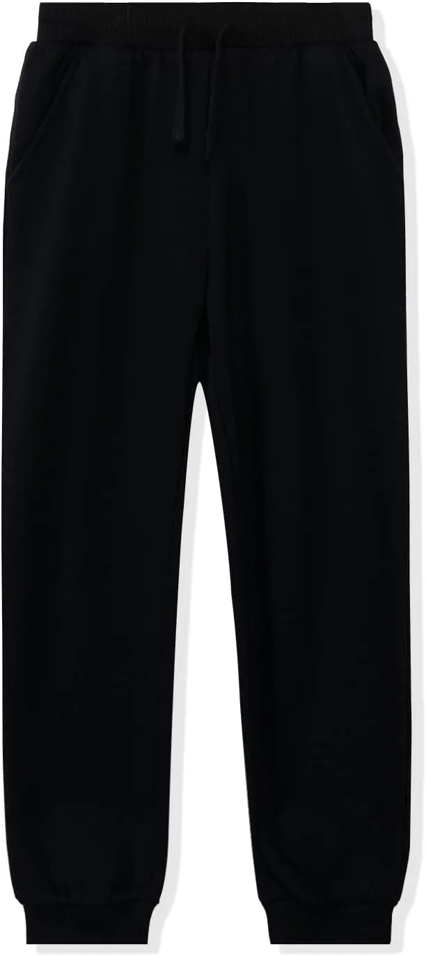 Kid Nation Kids Unisex Soft Brushed Fleece Casual Pull On Jogger Sweatpants with Pockets for Boys or Girls