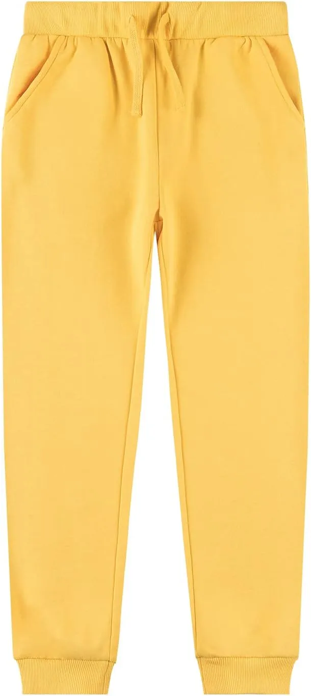 Kid Nation Kids Unisex Soft Brushed Fleece Casual Pull On Jogger Sweatpants with Pockets for Boys or Girls
