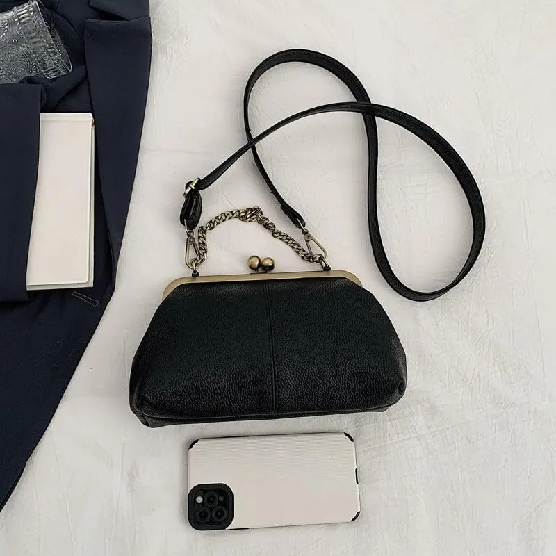 Kiss Lock Purses and Handbags Kisslock Crossbody Bag Vintage Shoulder Clutch Purses for Women