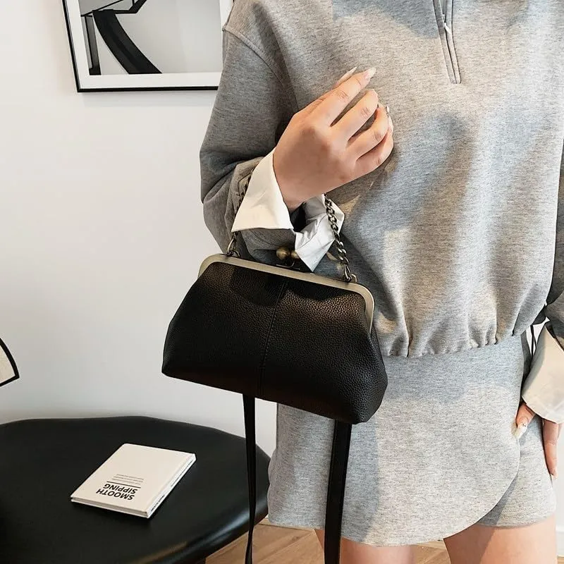 Kiss Lock Purses and Handbags Kisslock Crossbody Bag Vintage Shoulder Clutch Purses for Women