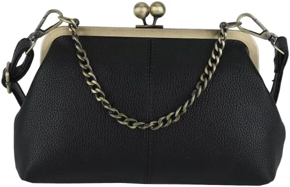 Kiss Lock Purses and Handbags Kisslock Crossbody Bag Vintage Shoulder Clutch Purses for Women