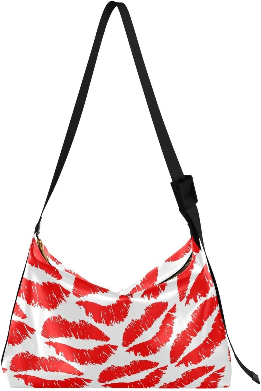 Kiss Valentine Hobo Crossbody Bags for Women Leather Large Shoulder Bag Cross Body Red Love Trendy Womens Tote Bags Handbag for Travel Shopping