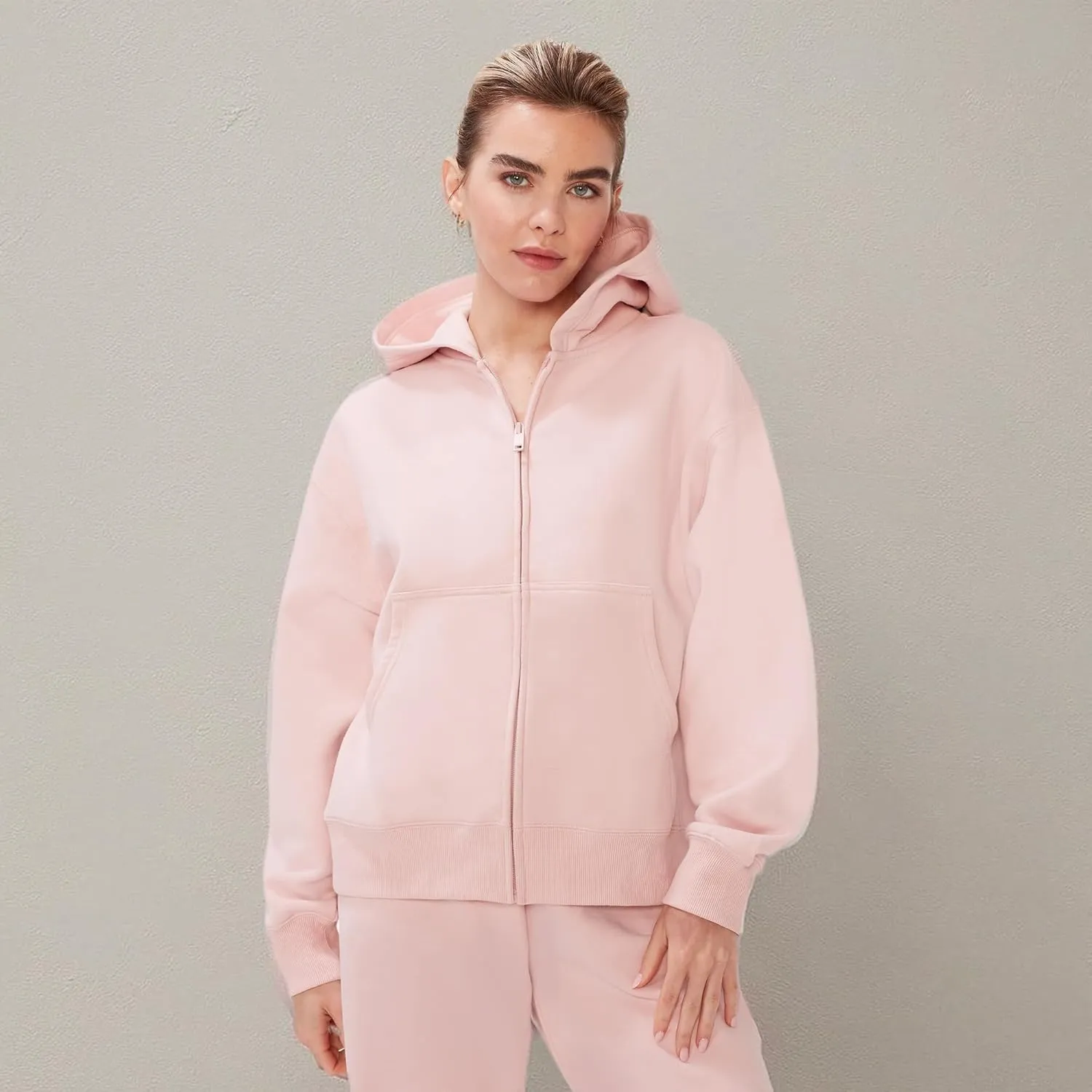 KUT & SO Zip Hoodie for Women  Oversized, Boyfriend Fit  Cozy Loungewear Premium Midweight Fleece