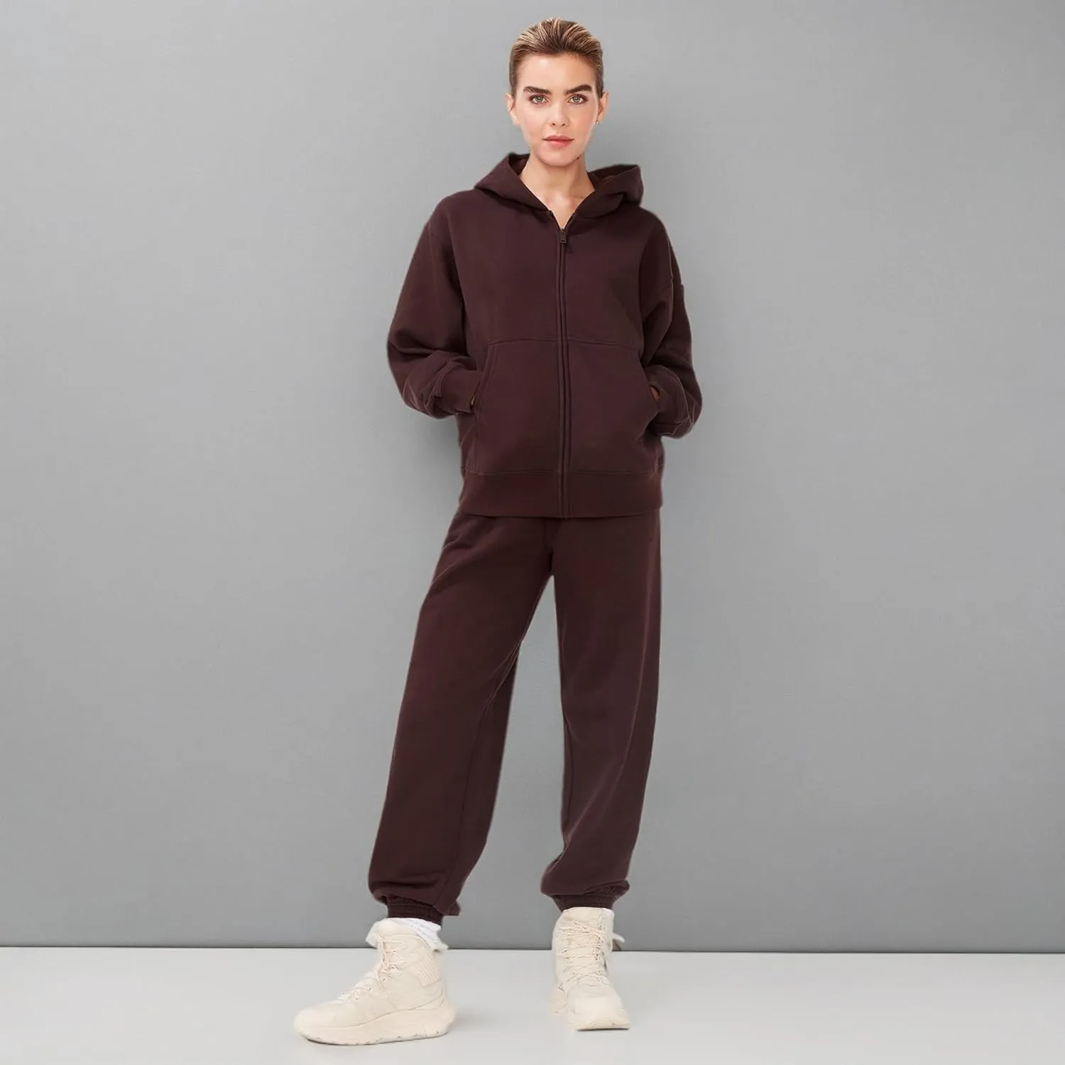 KUT & SO Zip Hoodie for Women  Oversized, Boyfriend Fit  Cozy Loungewear Premium Midweight Fleece