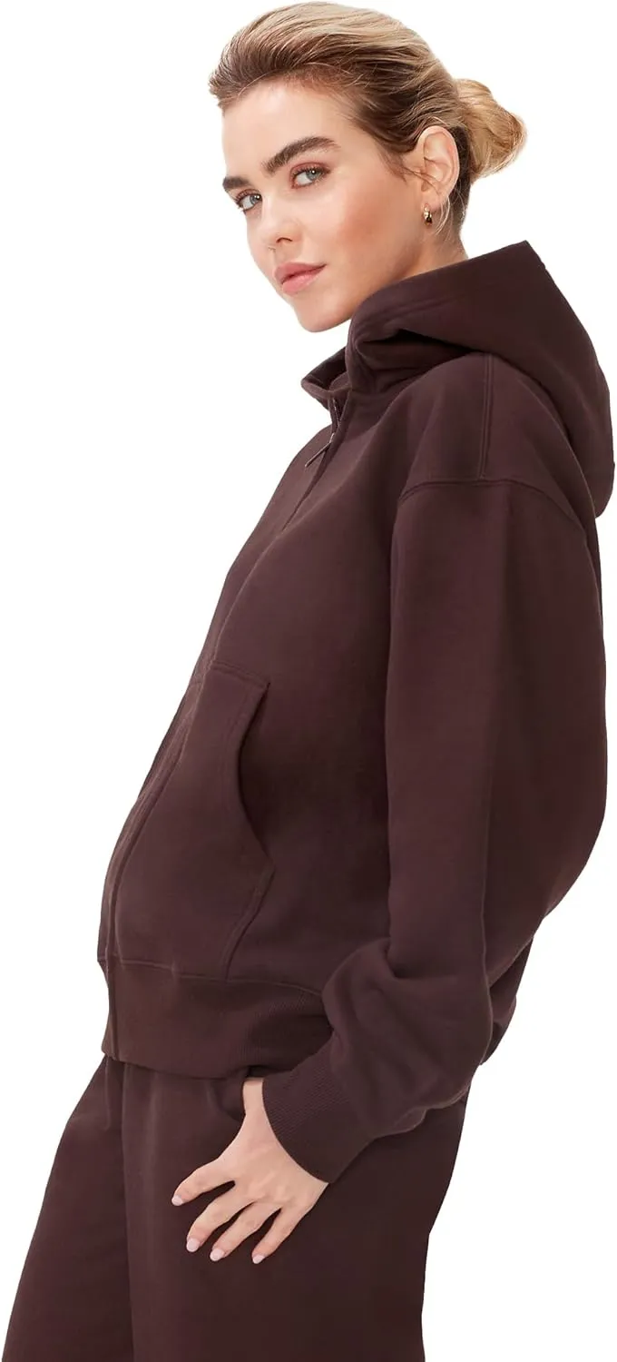 KUT & SO Zip Hoodie for Women  Oversized, Boyfriend Fit  Cozy Loungewear Premium Midweight Fleece