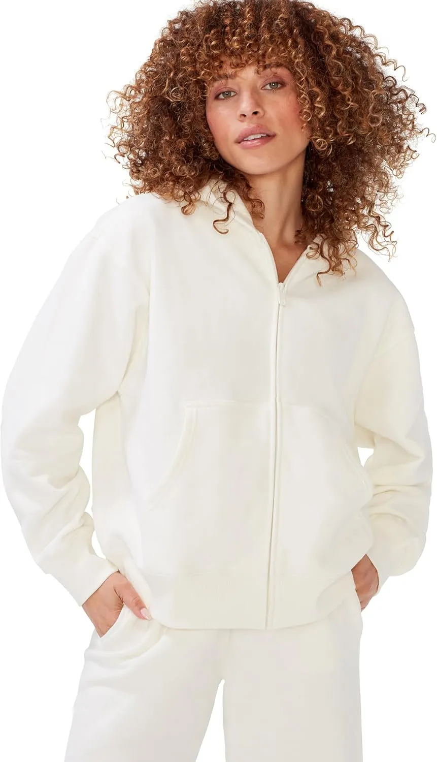 KUT & SO Zip Hoodie for Women  Oversized, Boyfriend Fit  Cozy Loungewear Premium Midweight Fleece