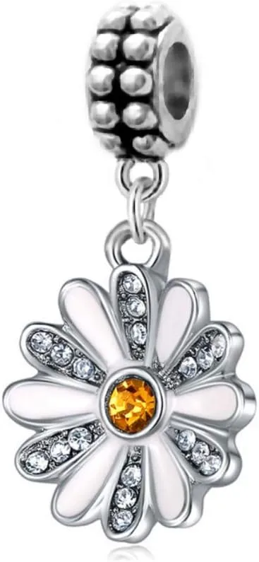 LaBenie Dangle Daisy Flower Charm Bead