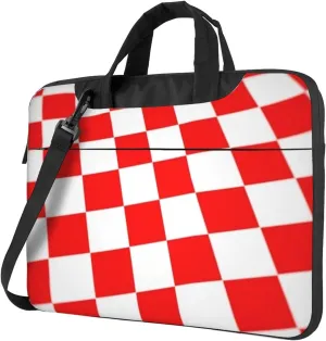 Lattice Grid Pink Romance Practical 13-15.6 Inch Laptop Bag For Man And Women, Computer Messenger Bag, Trendy Shoulder Strap Design