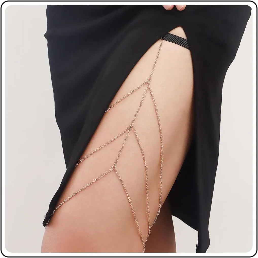 Layered Leg Chain Gold Leg Chain Tassel Thigh Leg Chain Punk Leg Harness Chain Multi Chain Layered Summer Thigh Chain Jewelry for Women