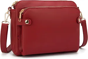Leather Waterproof Medium Crossbody Bags - Trendy Triple Zip Women's Handbags