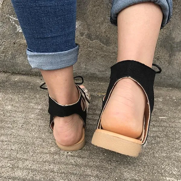 Leopard Printed Lace-Up Sandals