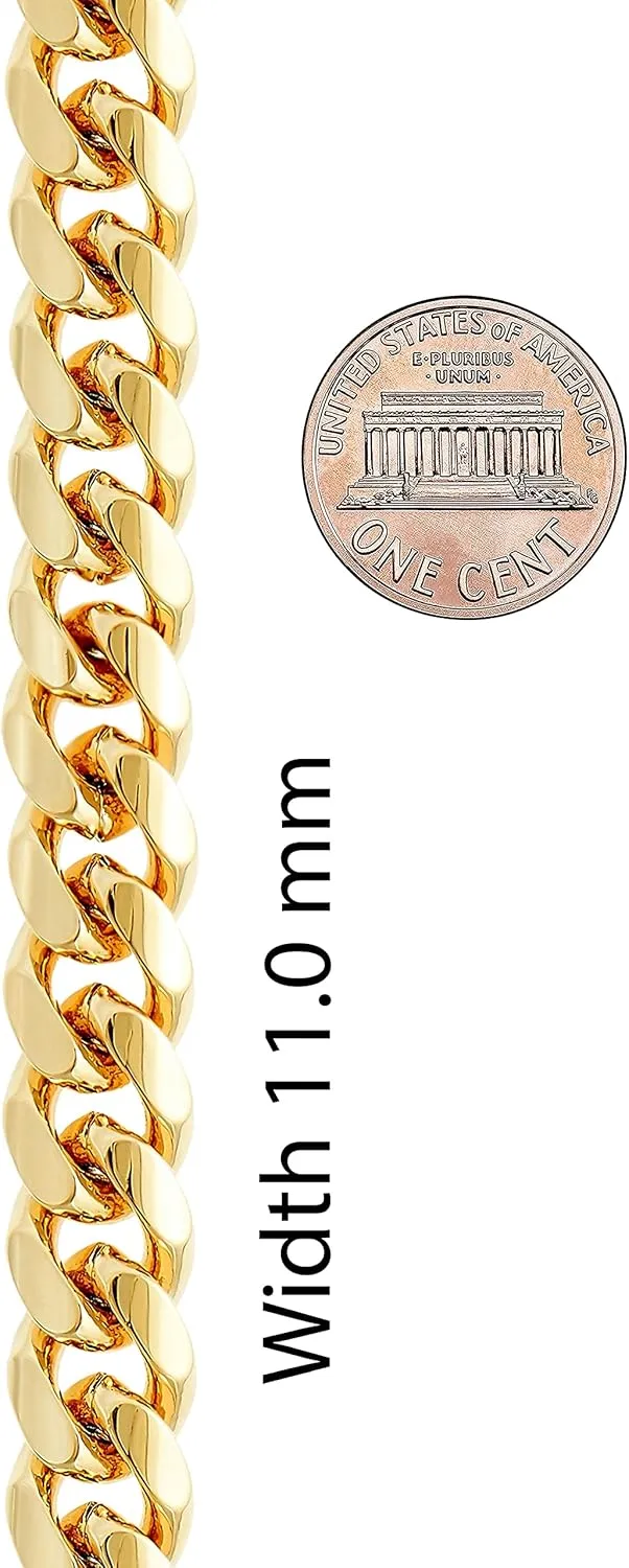 LIFETIME JEWELRY 11mm Cuban Link Miami Curb Chain Necklace for Men Women Diamond Cut 24k Real Gold Plated