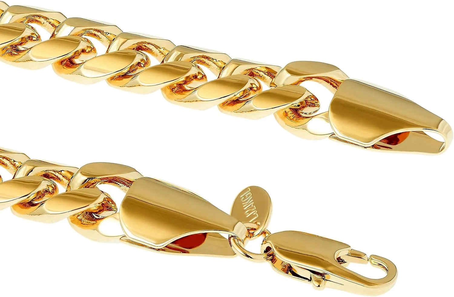 LIFETIME JEWELRY 11mm Cuban Link Miami Curb Chain Necklace for Men Women Diamond Cut 24k Real Gold Plated